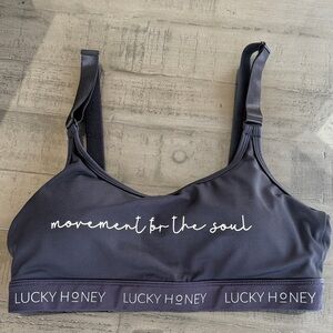 Lucky Honey Women's Black Sports Bra. Movement for the Soul. Size M. Has Inserts